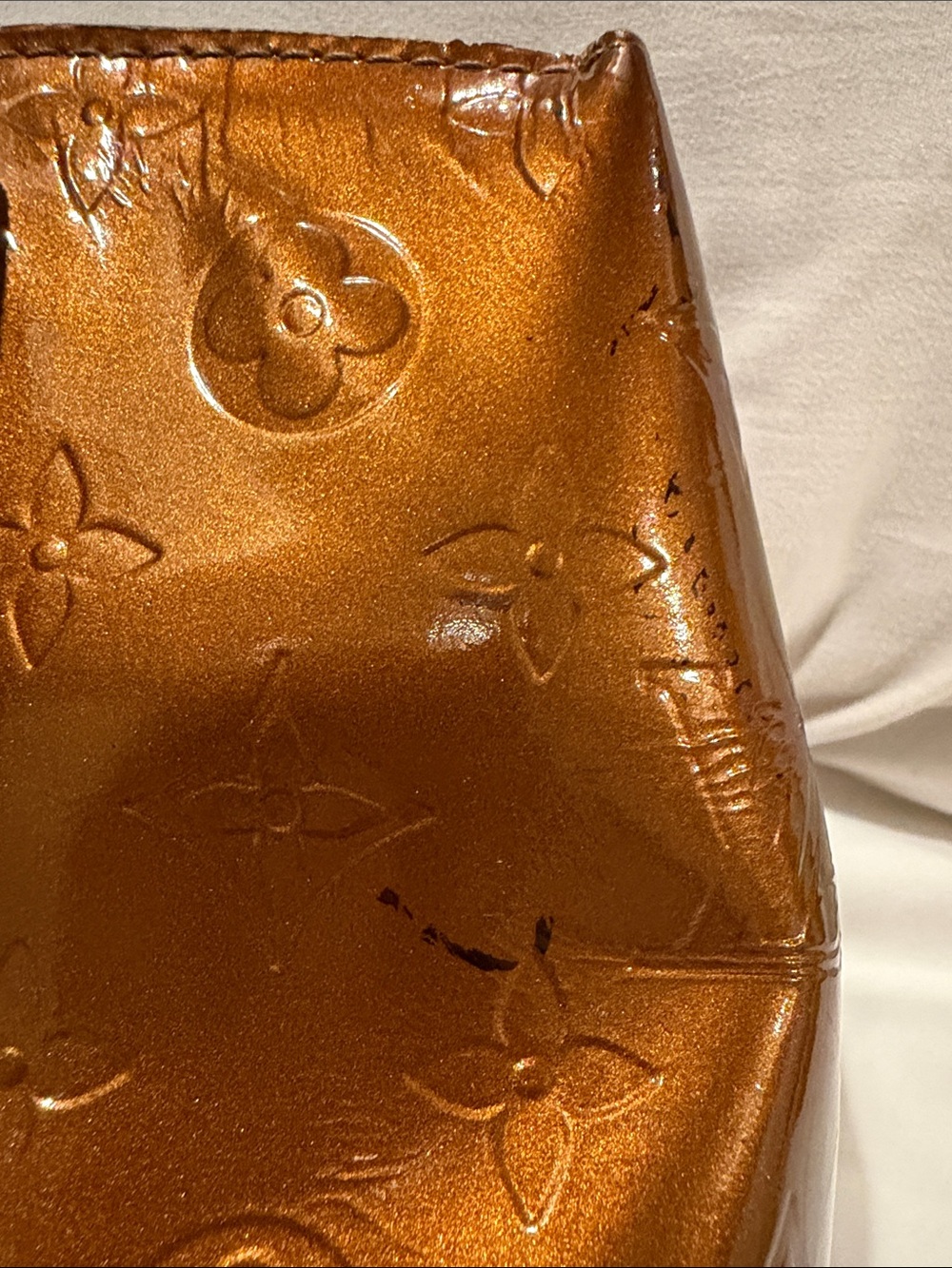 Louis Vuitton Monogram Vernis Tote Metallic Bronze Copper Patent Leather - Picture 6 of 16
